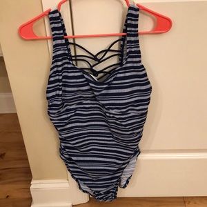 Merona one piece striped swimsuit